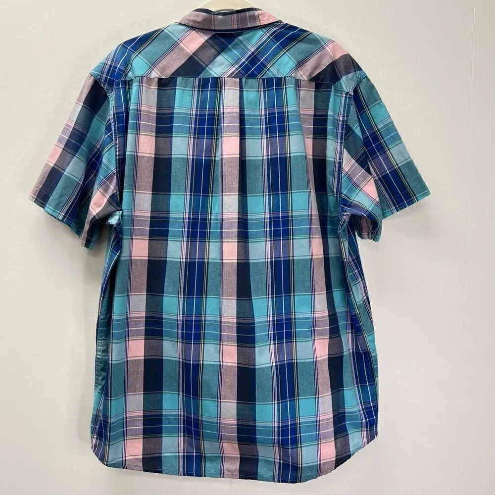 Levi's Blue Pink Cotton Short Sleeve Button Front Polo Size XXL